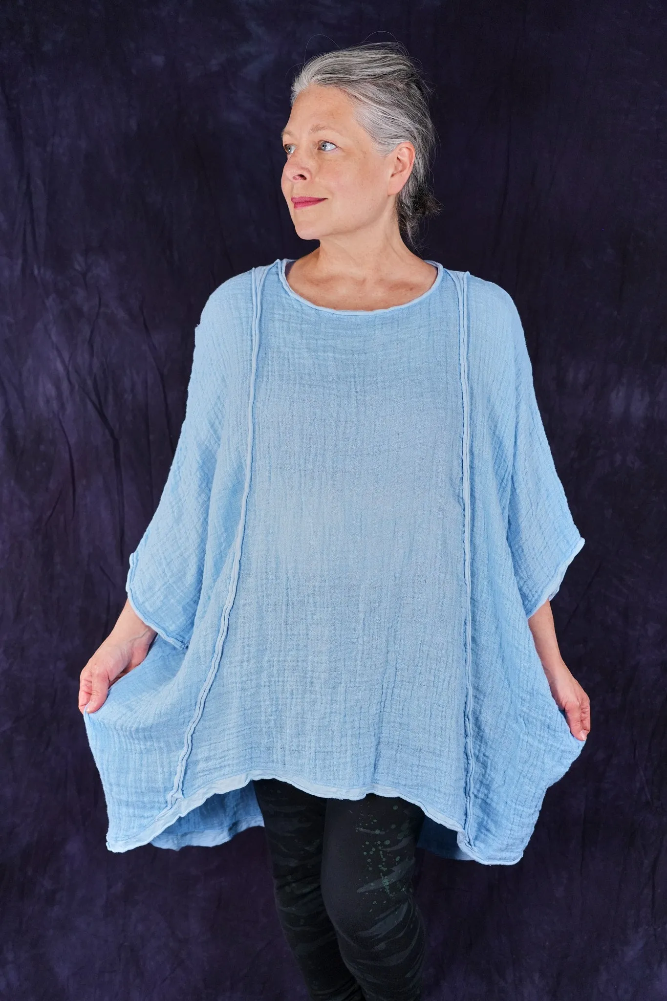2364 Textured Summer Hi Lo Tunic Summer Splash