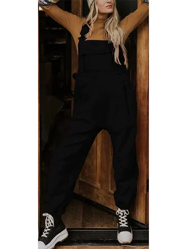 Aneska |  Women's Fleece Thermal Overall with Zip Pockets - Cozy, Warm Full-Length Jumpsuit for Cold Weather