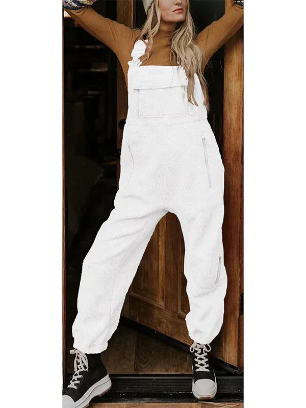 Aneska |  Women's Fleece Thermal Overall with Zip Pockets - Cozy, Warm Full-Length Jumpsuit for Cold Weather