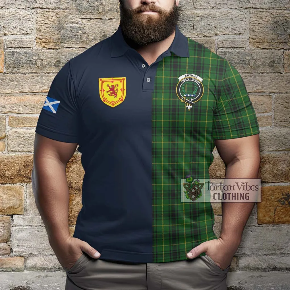 Arthur Tartan Polo Shirt Alba with Scottish Lion Royal Arm Half Style