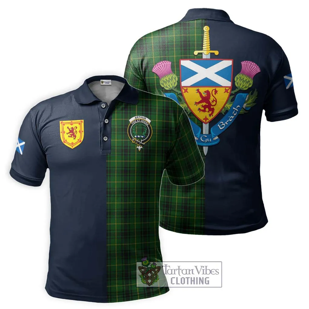 Arthur Tartan Polo Shirt Alba with Scottish Lion Royal Arm Half Style