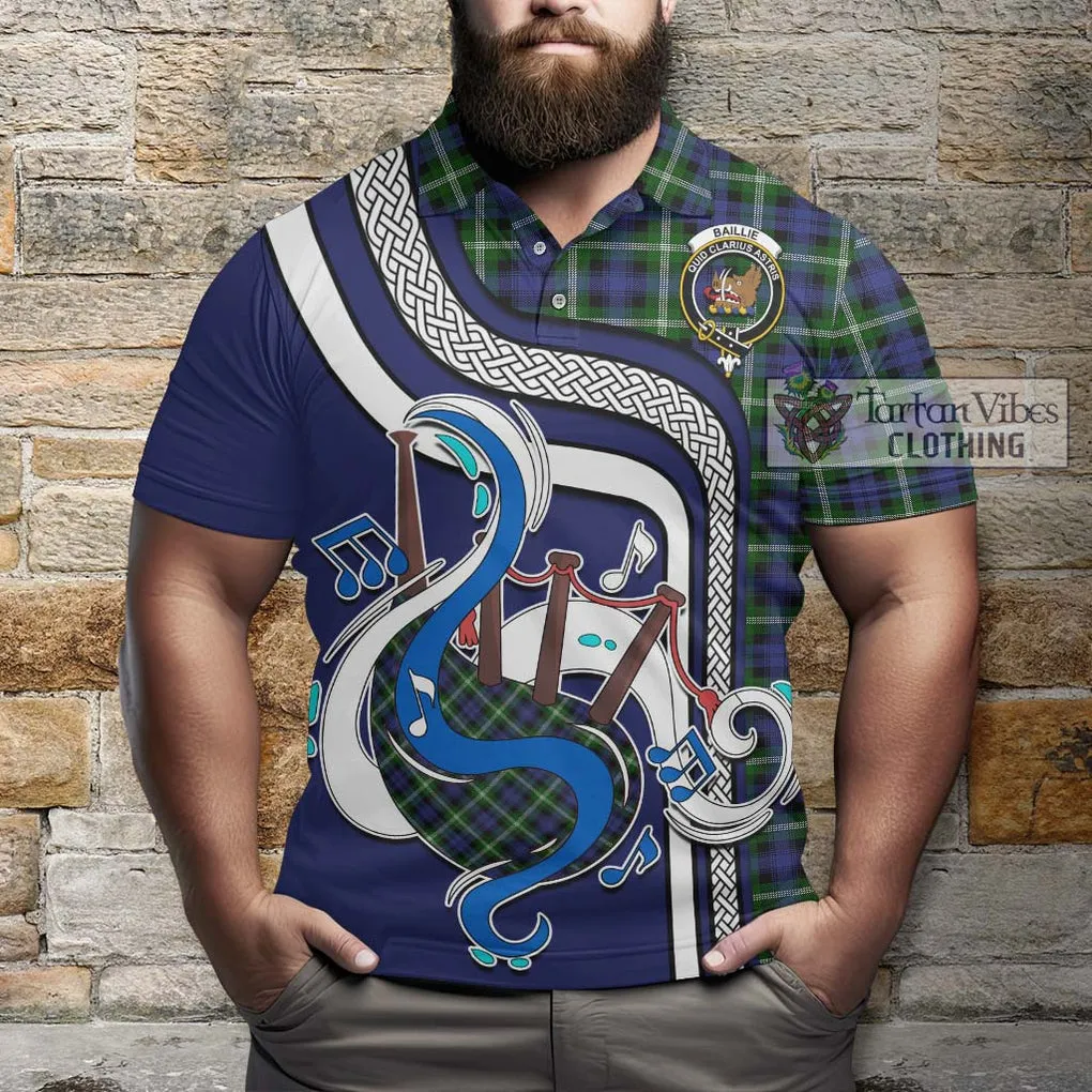 Baillie of Polkemmet Tartan Polo Shirt with Epic Bagpipe Style