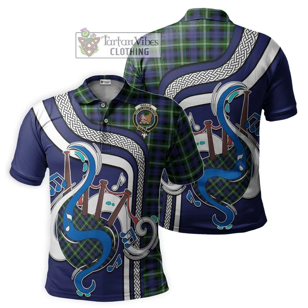 Baillie of Polkemmet Tartan Polo Shirt with Epic Bagpipe Style
