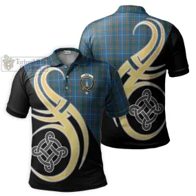 Bain Tartan Polo Shirt with Family Crest and Celtic Symbol Style