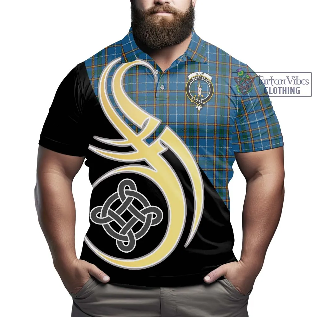Bain Tartan Polo Shirt with Family Crest and Celtic Symbol Style