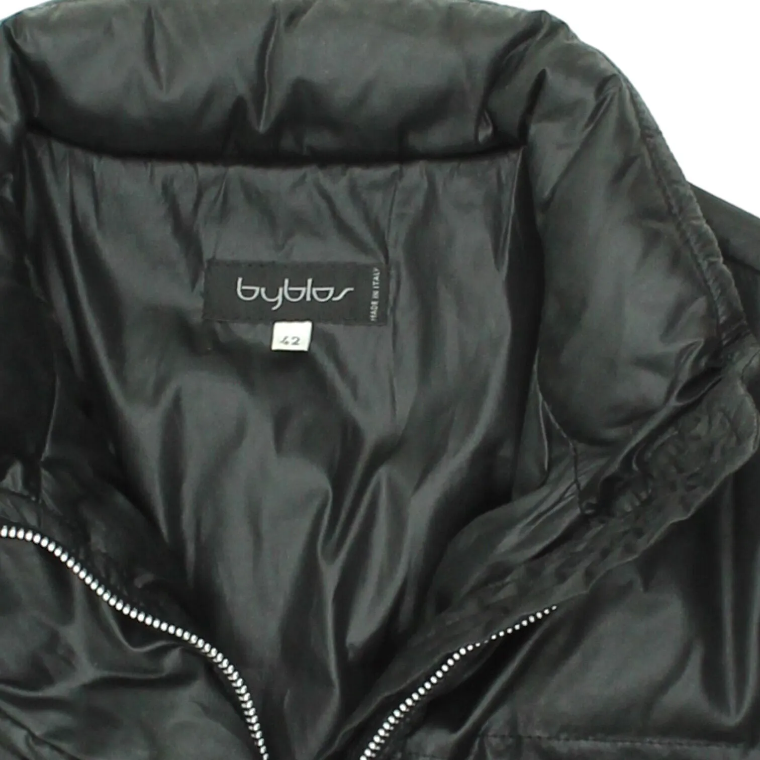 Byblos Womens Black Puffer Jacket | Vintage High End Designer Padded Coat VTG
