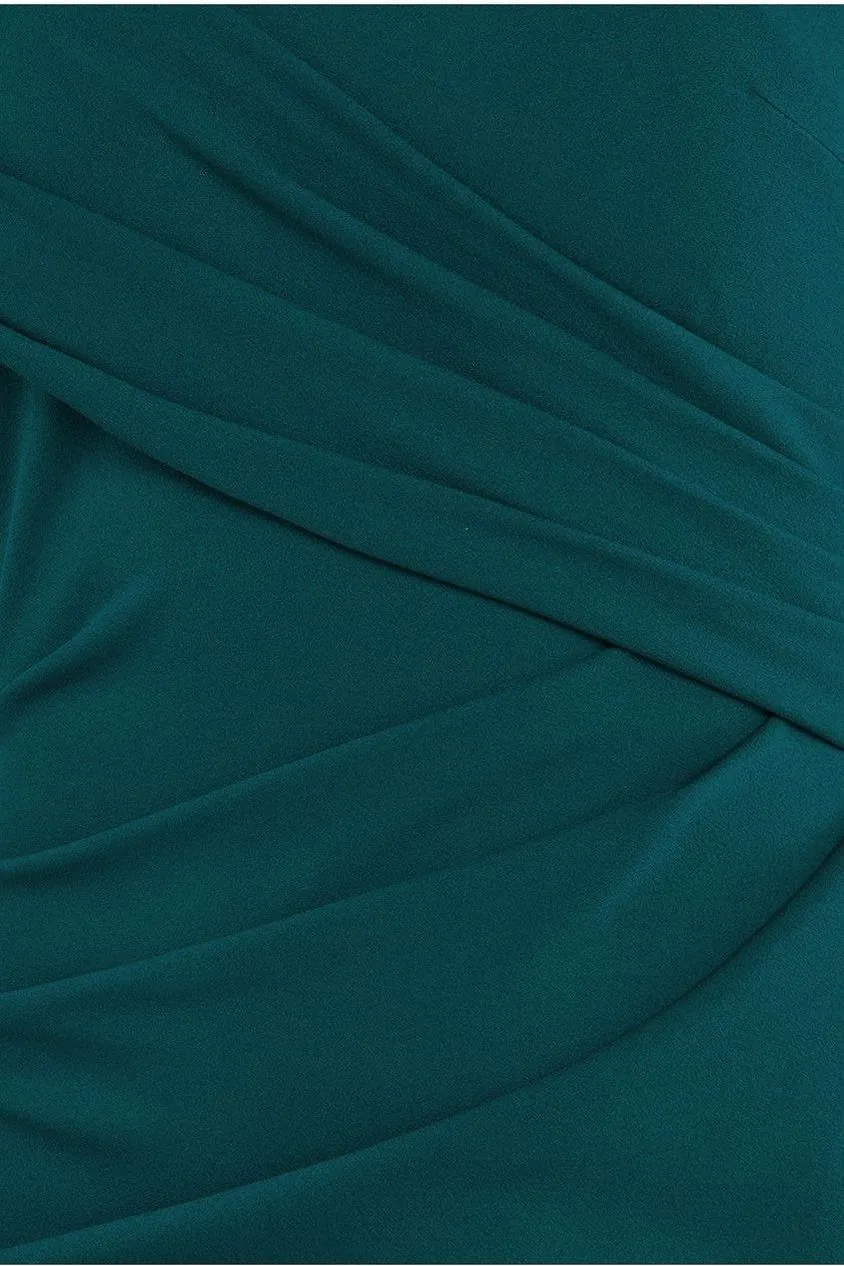 Goddiva Scuba Crepe  Off The Shoulder Maxi - Emerald Green