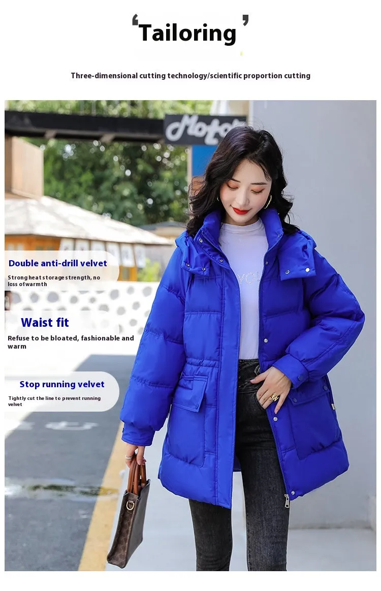 Hooded Drawstring Waist-tight Large Pocket Thermal Cotton-padded Clothes Women