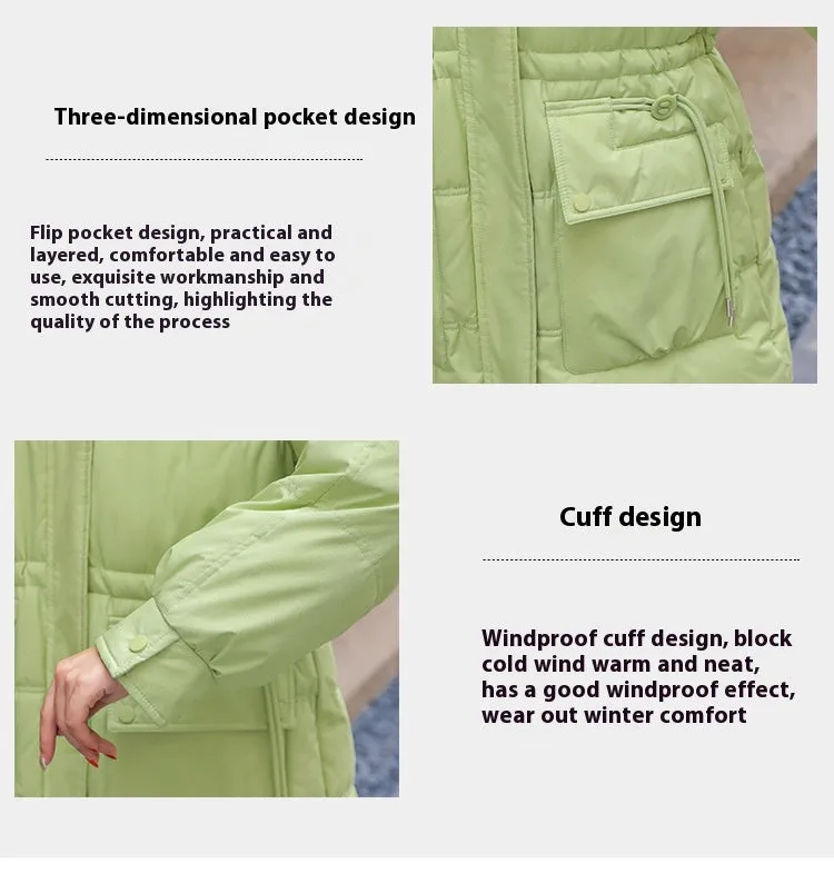 Hooded Drawstring Waist-tight Large Pocket Thermal Cotton-padded Clothes Women