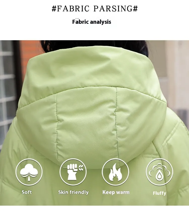 Hooded Drawstring Waist-tight Large Pocket Thermal Cotton-padded Clothes Women