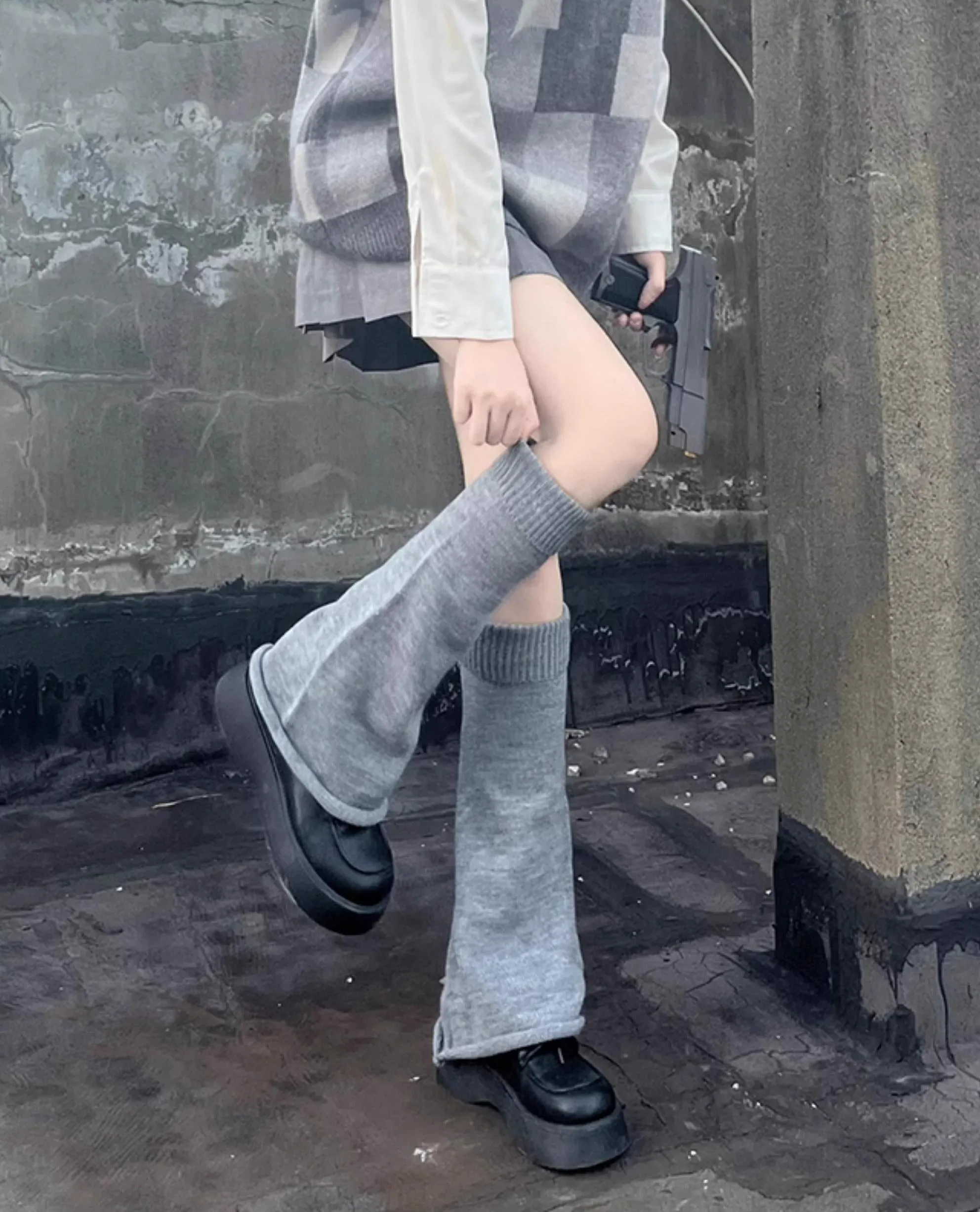 Hua Nai Cat~Winter Lolita Knit Leg Warmer Mid-Calf Socks