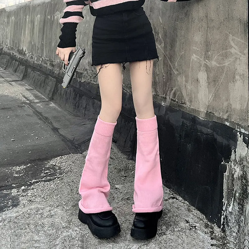 Hua Nai Cat~Winter Lolita Knit Leg Warmer Mid-Calf Socks