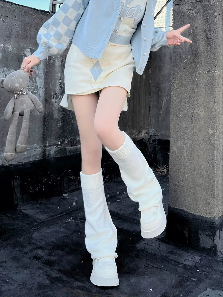 Hua Nai Cat~Winter Lolita Knit Leg Warmer Mid-Calf Socks