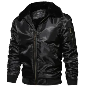 Men's Winter Warm Thick Thermal Cotton Down Bomber With Fur Collar