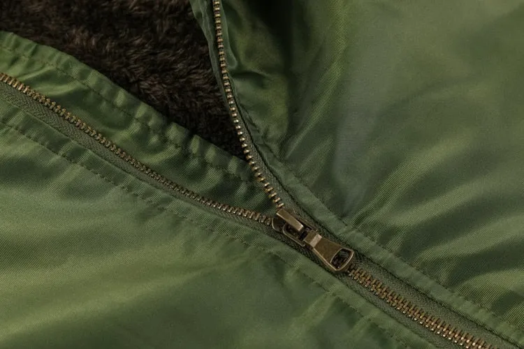 Men's Winter Warm Thick Thermal Cotton Down Bomber With Fur Collar