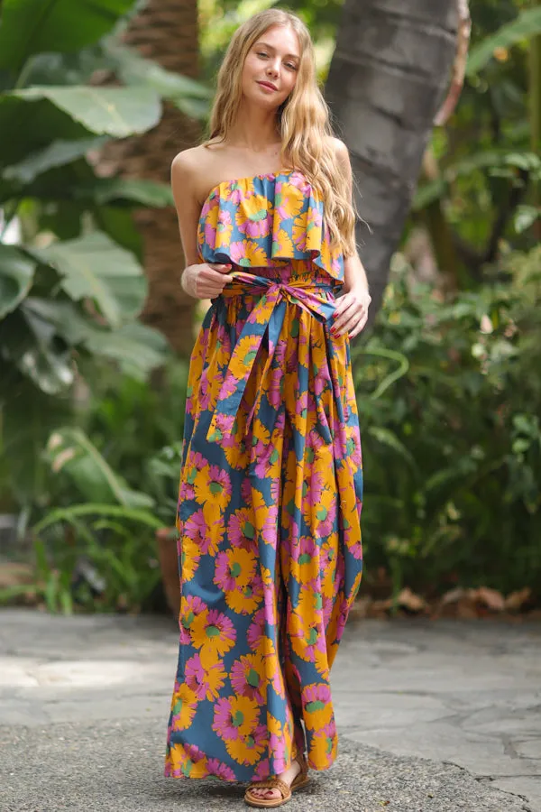 Navy and Mustard Belted Jumpsuit