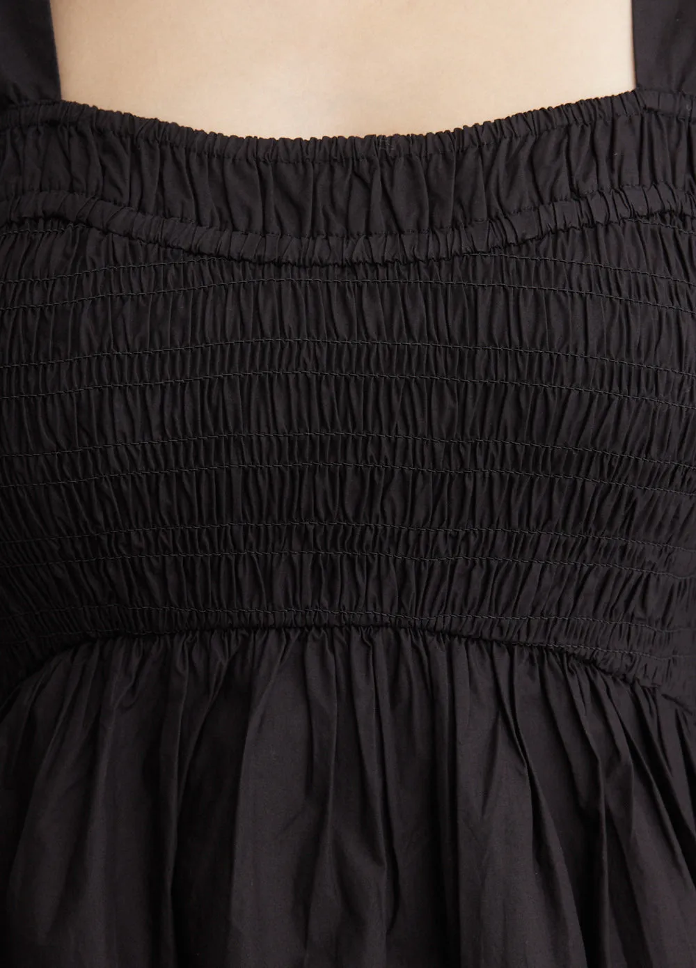 Open-Neck Smock Long Dress
