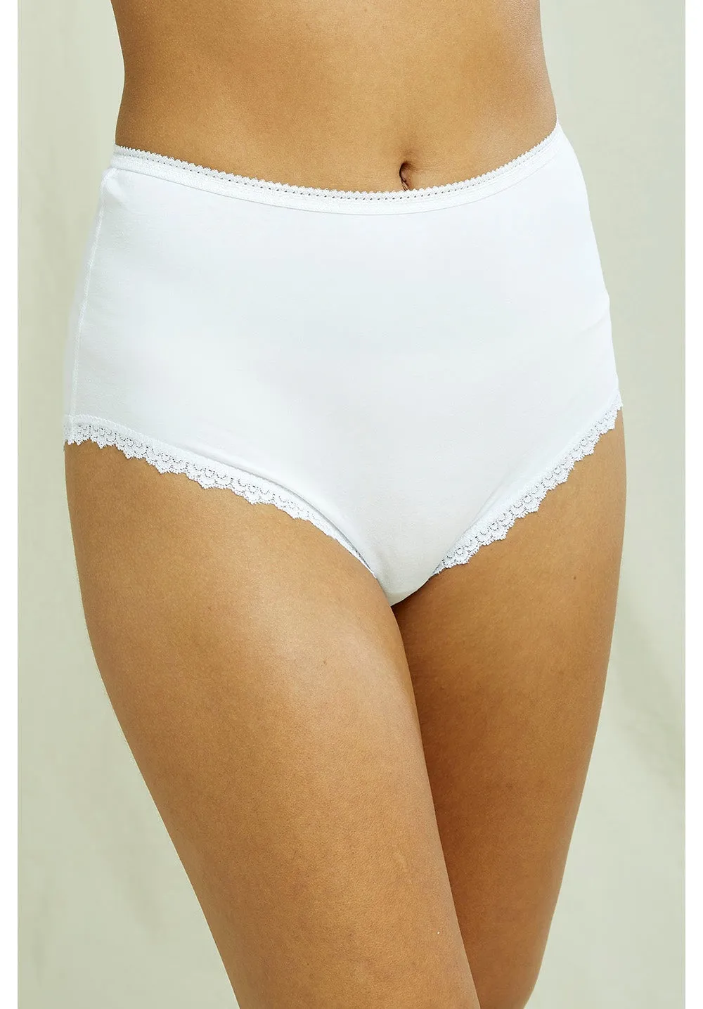 People Tree - High Waist Briefs - White - Culotte Dentelle Taille Haute Coton - Blanc