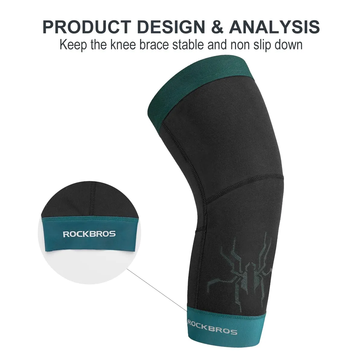 ROCKBROS Thermal Knee Warmer Men Anti-Slip Knee Brace Sleeves for Winter Cycling  Basketball