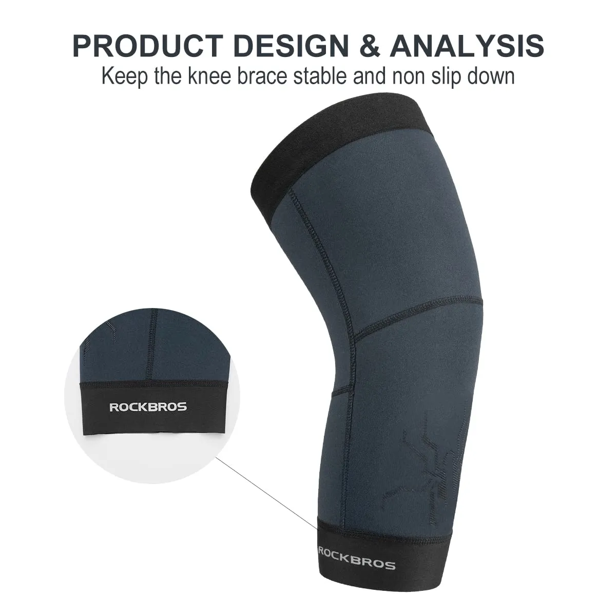 ROCKBROS Thermal Knee Warmer Men Anti-Slip Knee Brace Sleeves for Winter Cycling  Basketball