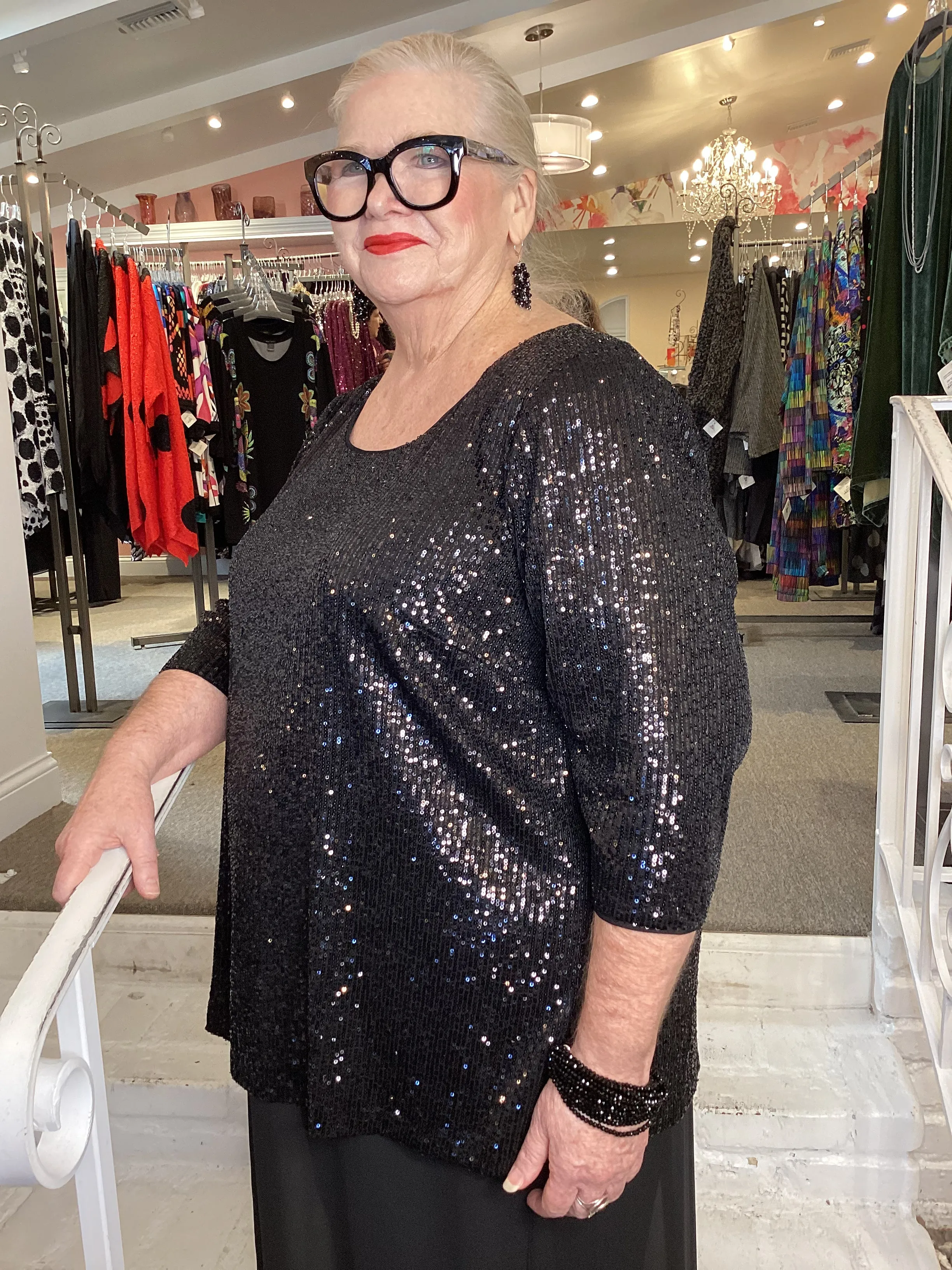 SEQUIN TUNIC - BLACK
