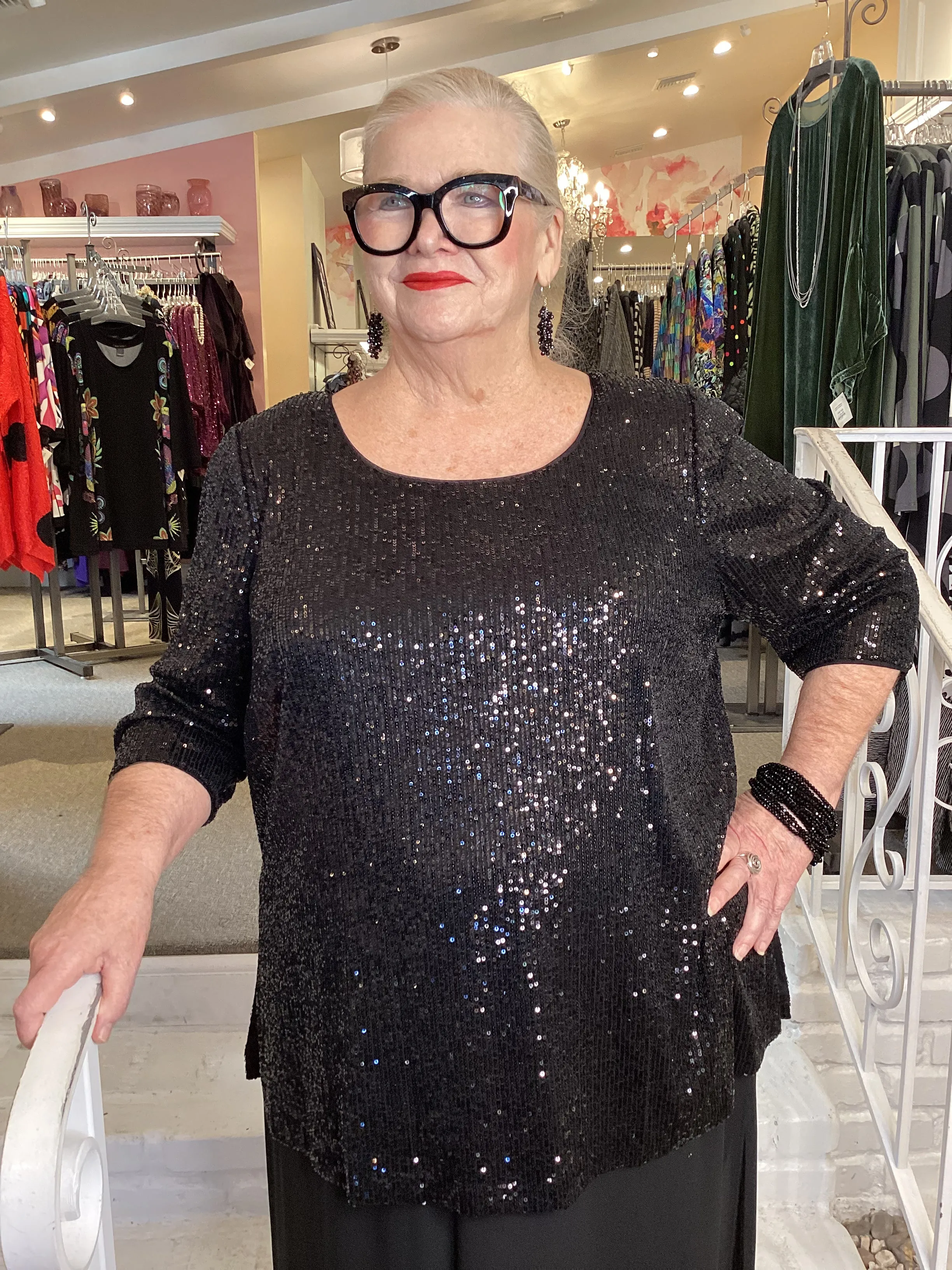 SEQUIN TUNIC - BLACK
