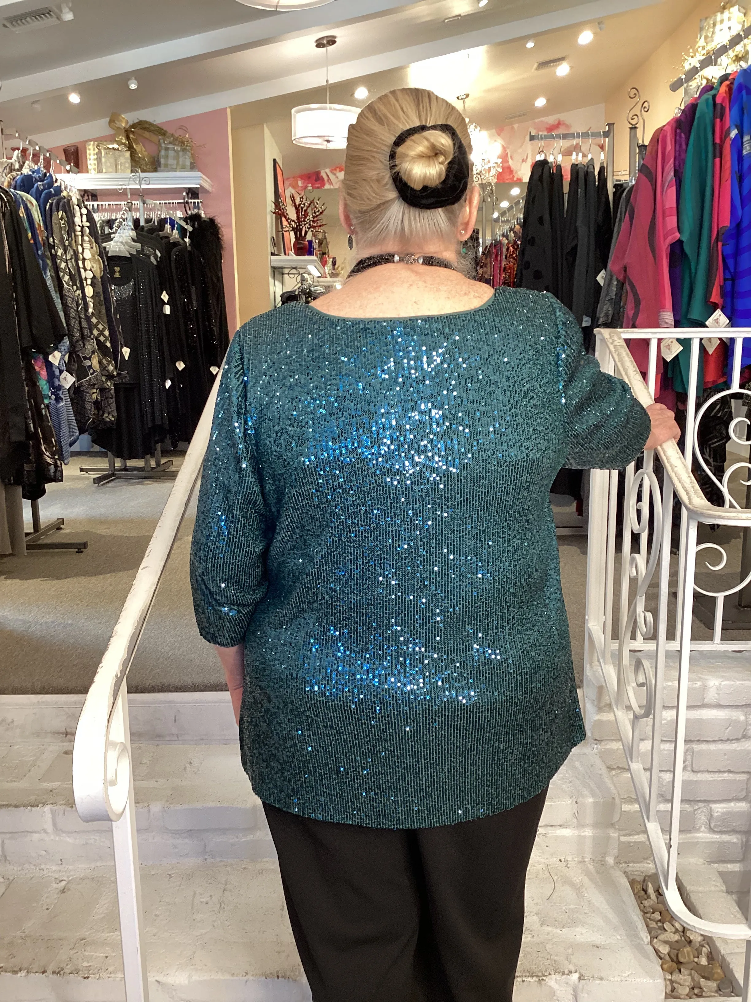SEQUIN TUNIC - TEAL