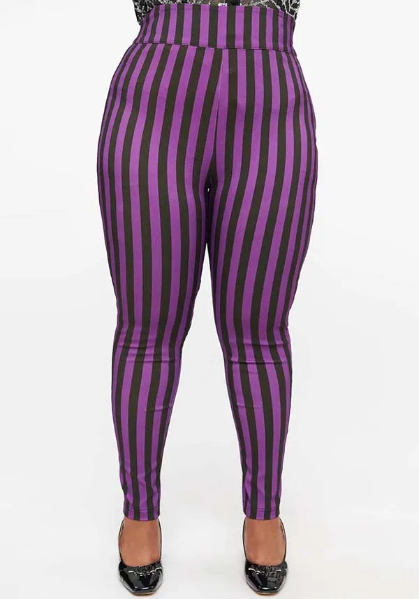 Stripe [Black/Purple] | CIGARETTE PANTS