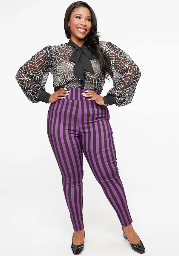 Stripe [Black/Purple] | CIGARETTE PANTS