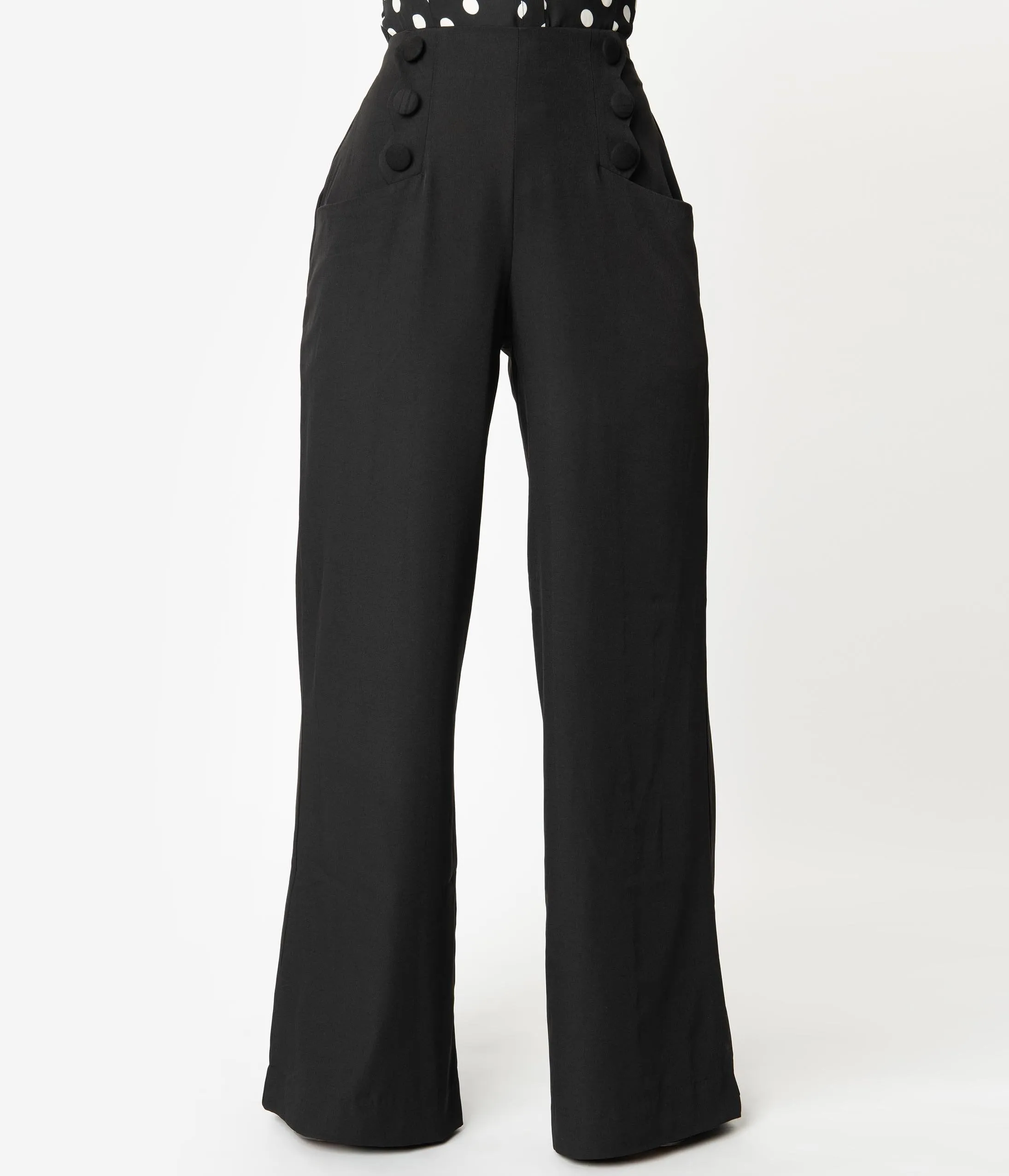 Unique Vintage Black Wide Leg Rogers High Waisted Pants
