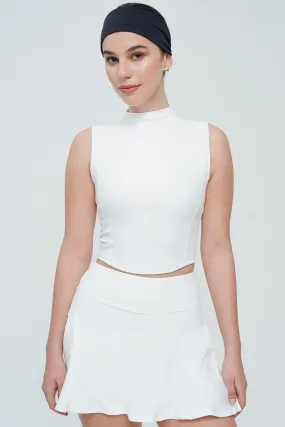 Volley Turtleneck Tank Bra in White
