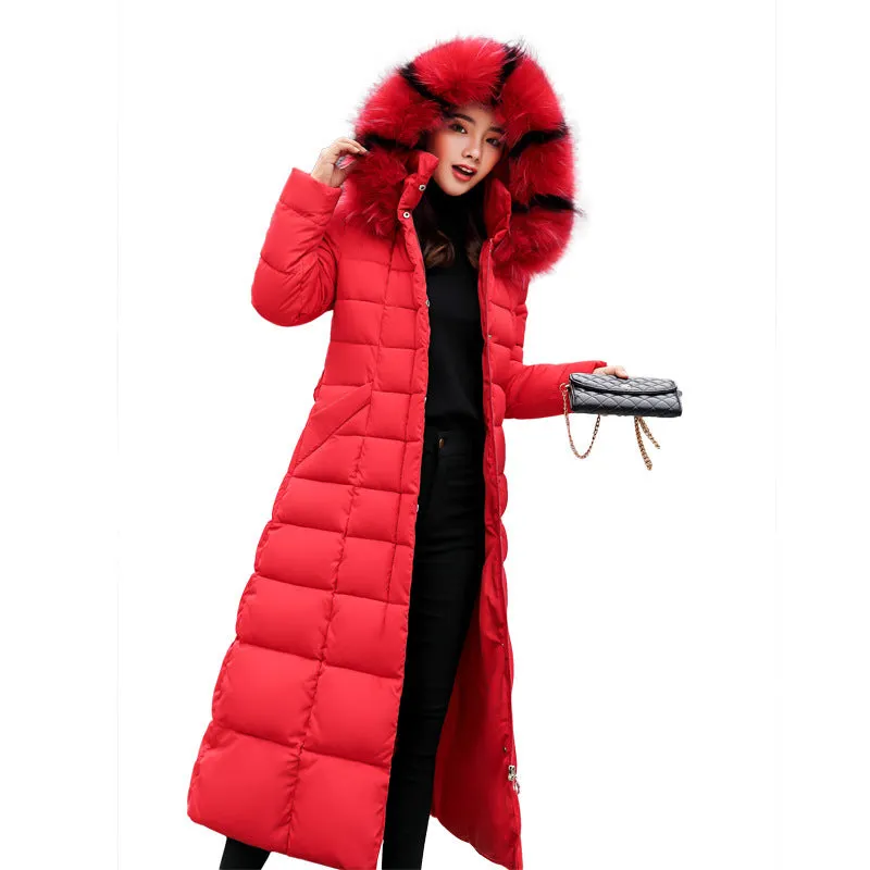 Winter Fur Collar Hooded Thermal Jacket For Women
